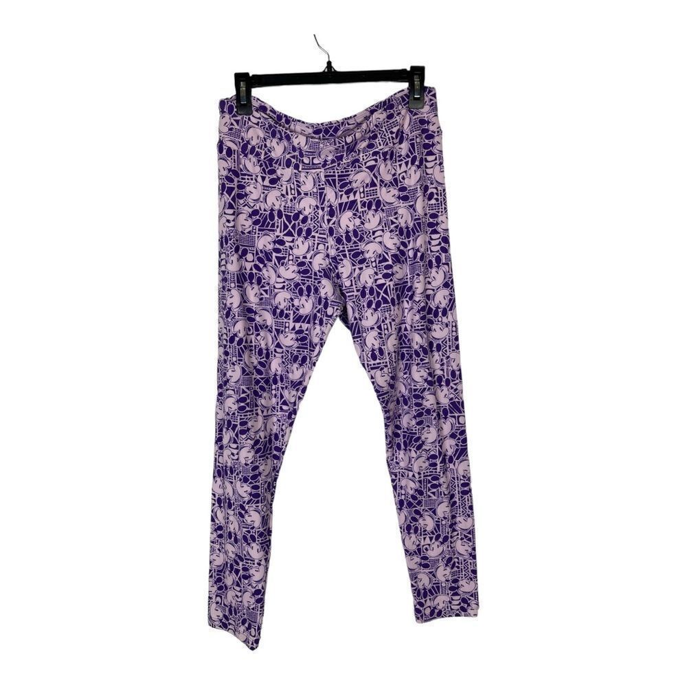 Lularoe Disney Leggings Mickey Mouse Purple White Tall Curvy Soft Stretchy